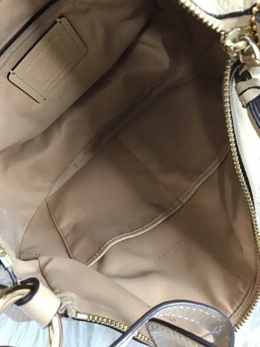 Coach Pebbled Leather Hobo Beige